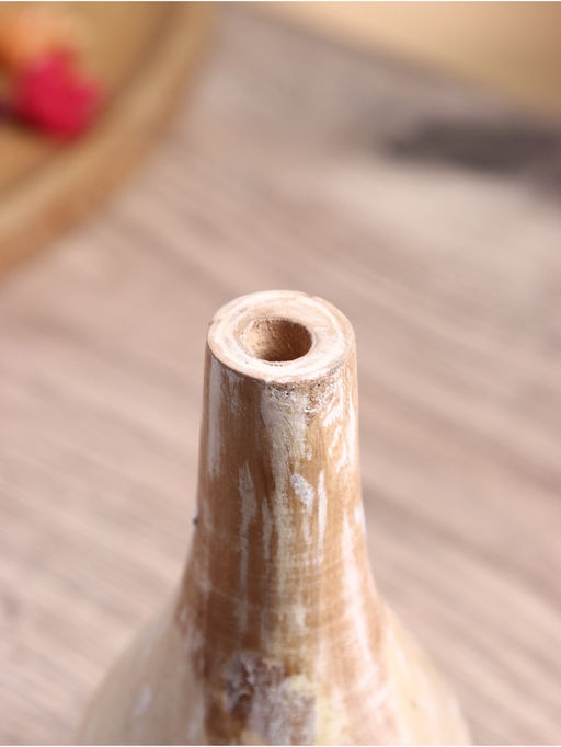 Ваза для сухоцветов «Мистра», 8×8×16 см, дерево джати, бежевая