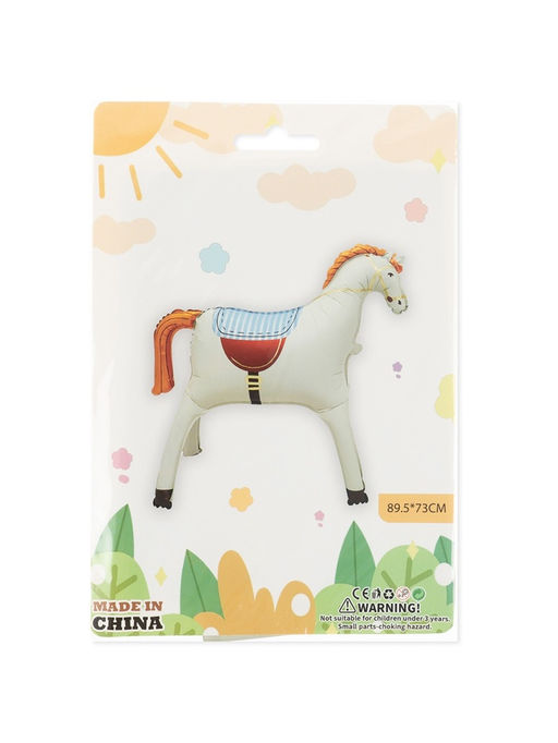 Воздушный шар фольгированный 3D 35" «Лошадка», кремовый, сатин