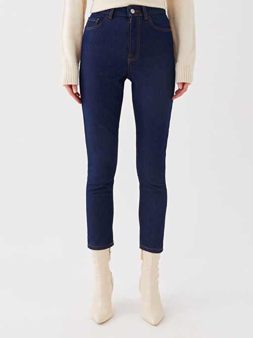 Y?ksek Bel Slim Mom Kad?n Jean Pantolon