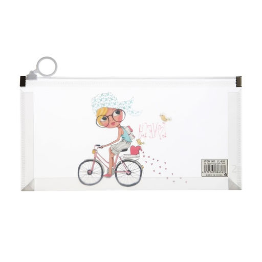 Цена за 12 шт. Папка-конверт на молнии формат А6, 180мкр, с рисунком «Маленькая девочка», МИКС