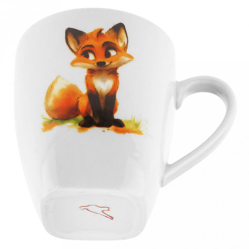 Набор посуды фарфоровый "Лисичка" 3 предмета: тарелка мелкая д175мм гладкий край, салатник д360мм, кружка 210мл, форма "Глория", подарочная упаковка (Россия)