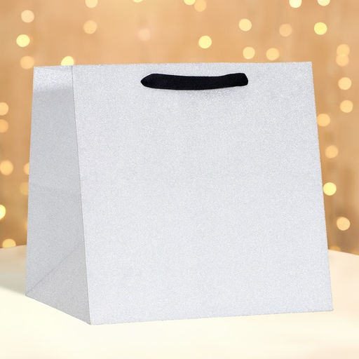 Пакет для торта и коробок, с широким дном, серебро с глиттером, 30?30?30 см