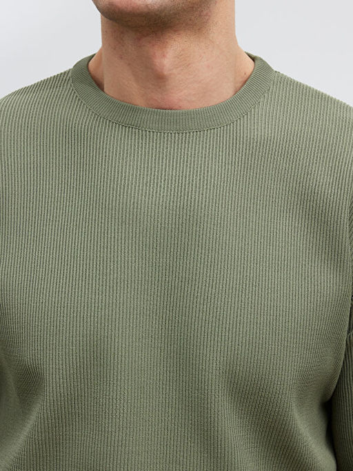 Bisiklet Yaka Fitilli Erkek Triko Kazak