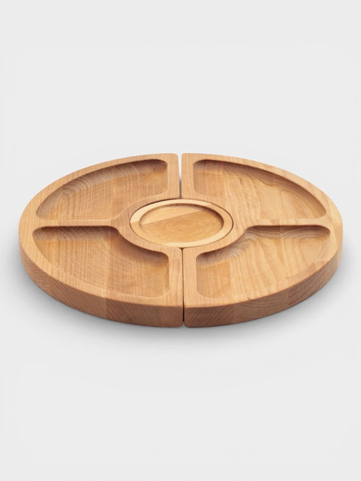 Подарочный набор посуды Adelica С любовью, столик для вина d=32 см, менажница d=25 см, подсвечник d=8 см, дерево берёза