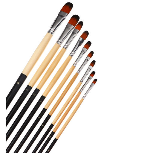 Набор кистей для рисования, нейлон, 9 штук: № 0, 2, 4, 6, 8, 10, 12, 14, 16, закругленные, с длинными ручками, международный размер