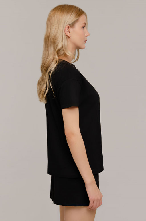 Арт. 9125 Пижама с шортами 42-50 (5 шт) Цвет:верх-черный,низ-черный - Калинка фото 6