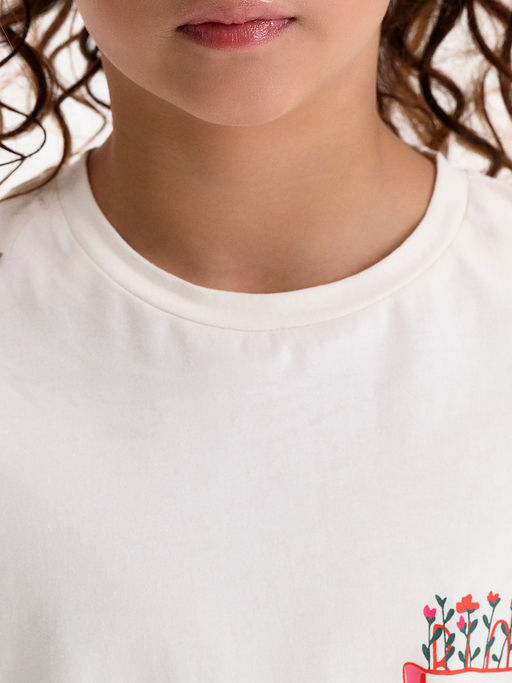 PELICAN, футболка для девочек, Молочный  фото 3