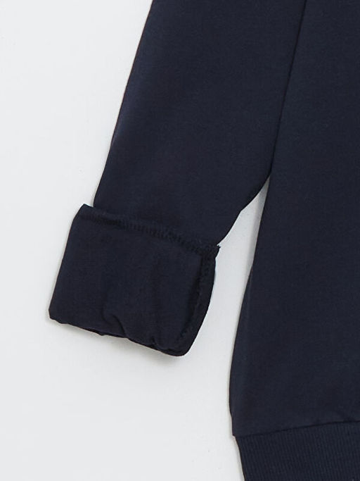 Bisiklet Yaka Bask?l? Erkek ?ocuk Sweatshirt