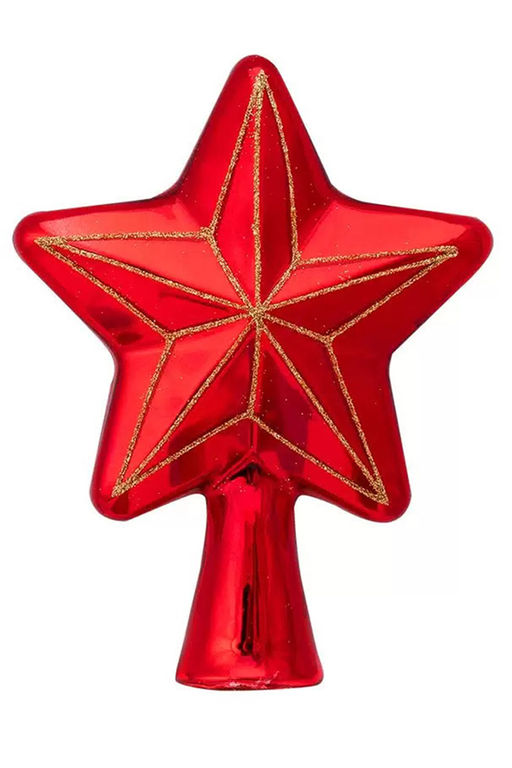 Елочное украшение Верхушка Звезда КРАСНАЯ (стекло) 17см - Коломеев фото 2