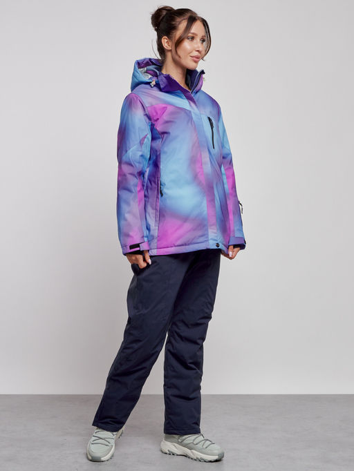 Горнолыжный костюм женский большого размера зимний фиолетового цвета 03936F - Chunmai фото 4