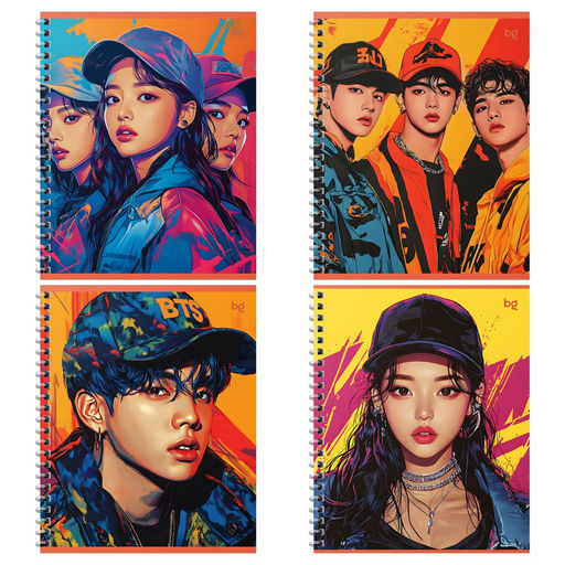 Тетрадь 96л. на спирали BG "K-pop" клетка (Т5гр96_лм 09061) матовая ламинация