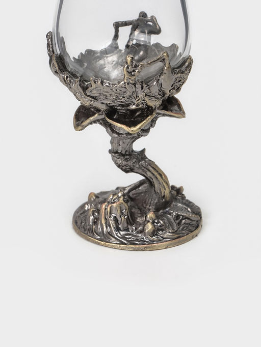 Рюмки для водки «Рыбалка», подарочный набор на 3 персоны, 50 мл, стекло, металл, цвет бронза