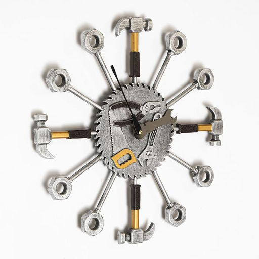 Часы настенные интерьерные большие «Инструменты», плавный ход, d-16 см, 37×37 см