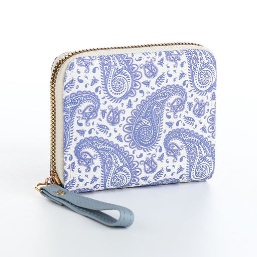 Кошелёк женский на молнии с ремешком, голубой
