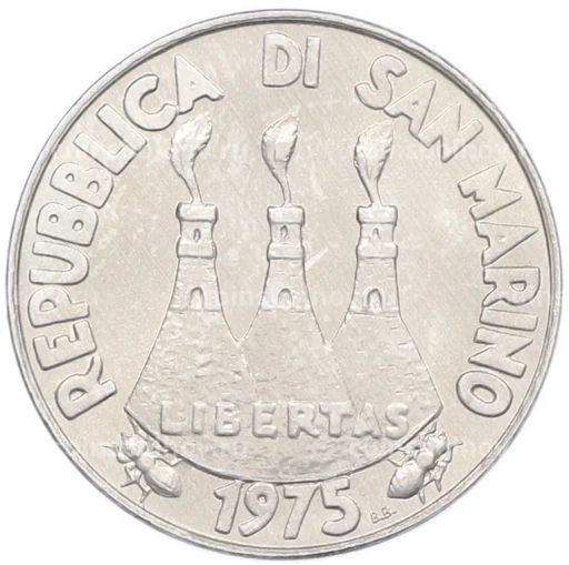 Монета 10 лир 1975 года Сан-Марино