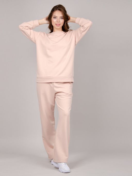 Костюм Лайк бежевый, футер петля - Малина фото 3