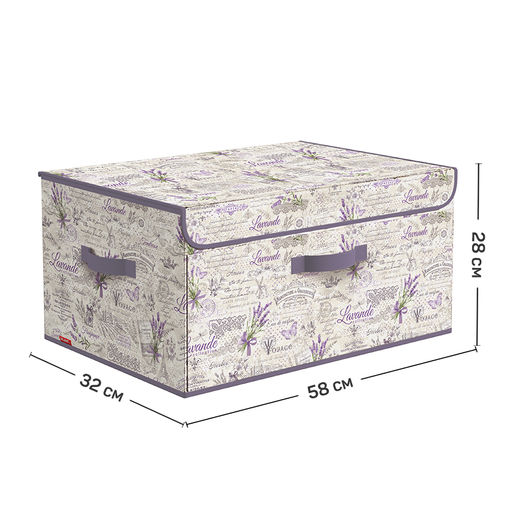 VAL LV-BOX-DDL Короб стеллажный с откидной стенкой, с крышкой, 58*32*28 см, LAVANDE, шт - Valiant фото 3