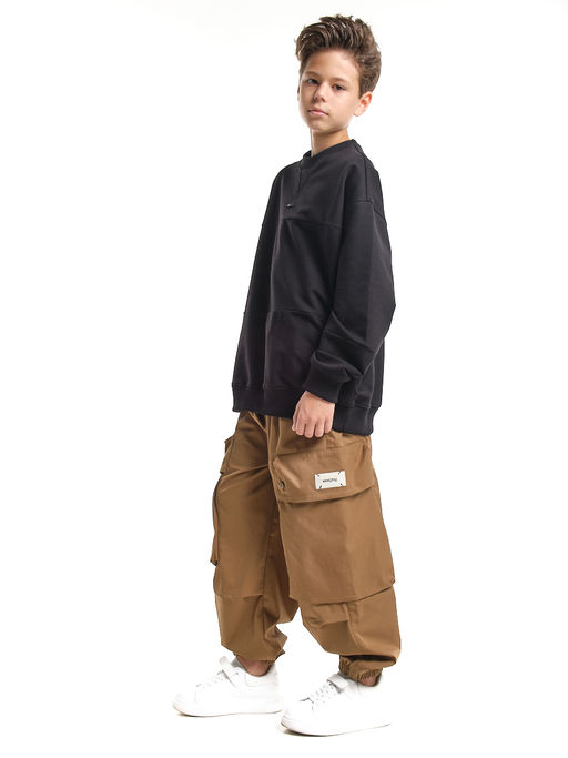 Джоггеры карго брюки унисекс 33-67077 черный - Mini maxi фото 23