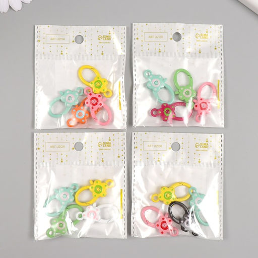 Цена за 4 шт. Карабин металл с кольцом Овал. Цветок МИКС 3,6х1,8 см - Арт узор фото 5