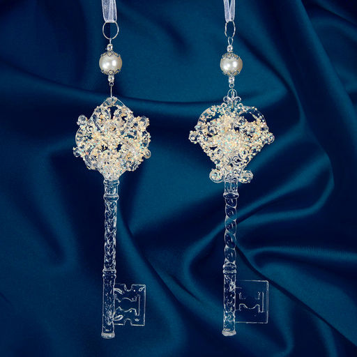 Цена за 2 шт. Ёлочная игрушка Зимнее волшебство. Ключик с блеском, 515 см, прозрачный, МИКС фото 3