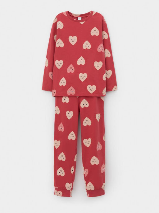 К 1561/спелая вишня,доброе сердце пижама дет