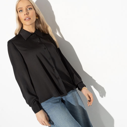 Рубашка из шелка Цветущее очарование (черная) - Charutti фото 8