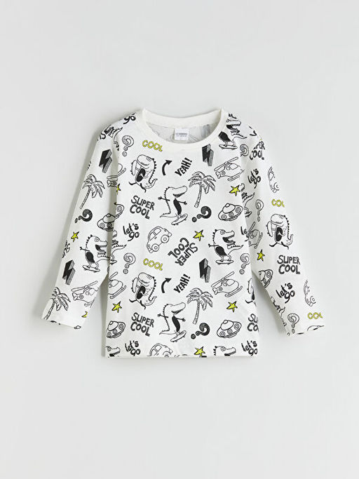 Bask?l? Erkek ?ocuk Pijama ?st