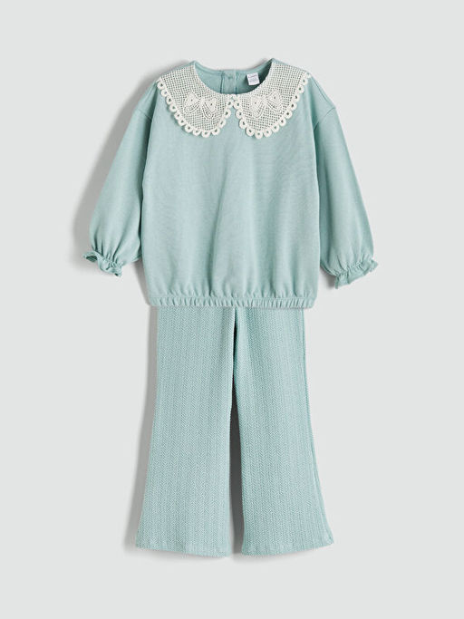 Bebe Yaka K?z ?ocuk Sweatshirt ve E?ofman Alt?