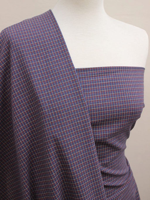 Пестрядь Средняя двухцветная клетка на джинсово-синем, ш.1.45м, хлопок-95%, п/э-5%, 130гр/м.кв - Купава фото 2