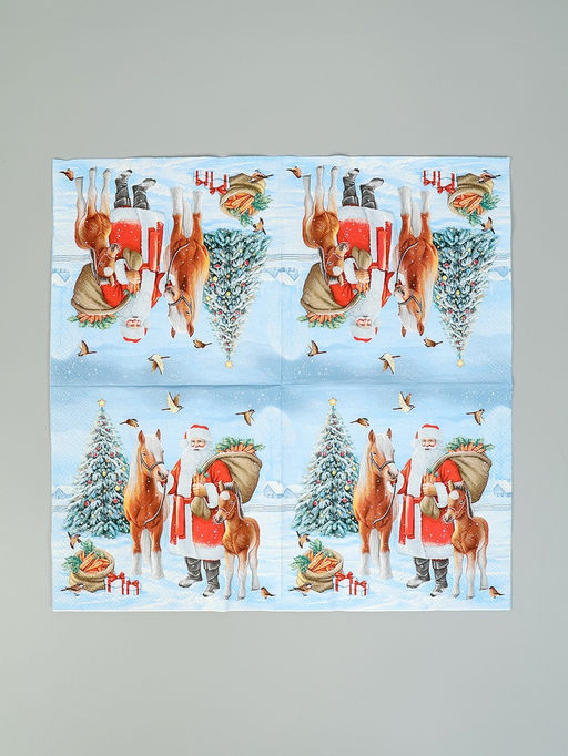 Цена за 3 шт. Салфетки бумажные трёхслойные Дед мороз с друзьями, 33?33, 20 шт.