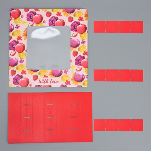 Цена за 5 шт. Коробка для конфет, кондитерская упаковка, 16 ячеек With love, 18.9×18.9×3.8 см