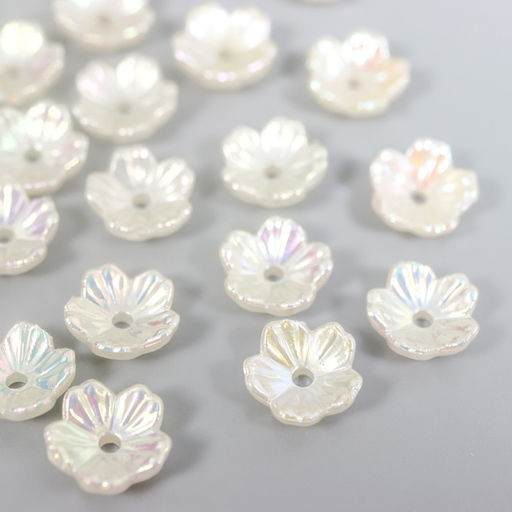 Цена за 2 шт. Бусины для творчества пластик "Цветок" набор 25 шт жемчужный перламутр 0,8х0,8 см