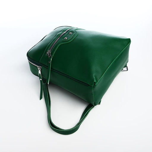 Рюкзак женский из искусственной кожи на молнии, 3 кармана, цвет зелёный - Simaland фото 4