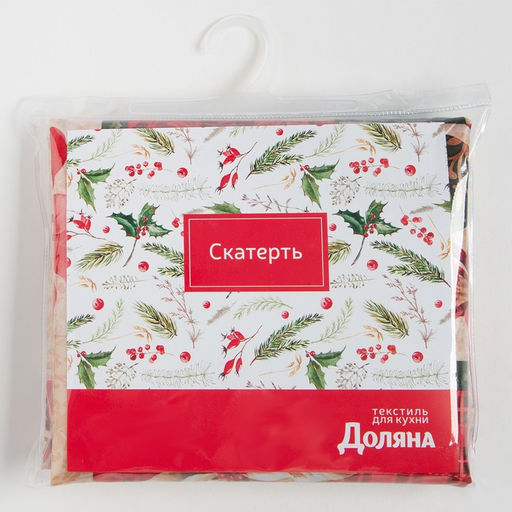 Скатерть новогодняя Доляна Новогодние игрушки 145*180 +/- 2 см, 100% п/э  фото 9