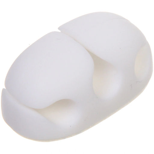 Цена за 12 шт. Держатель для проводов на липком слое "ДОМАНИЯ", 3 порта, цвет белый, 3,5*2см ( упак. ZIP пакет)