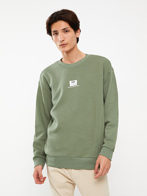 Bisiklet Yaka Uzun Kollu Bask?l? Erkek Sweatshirt - Waikiki фото 2