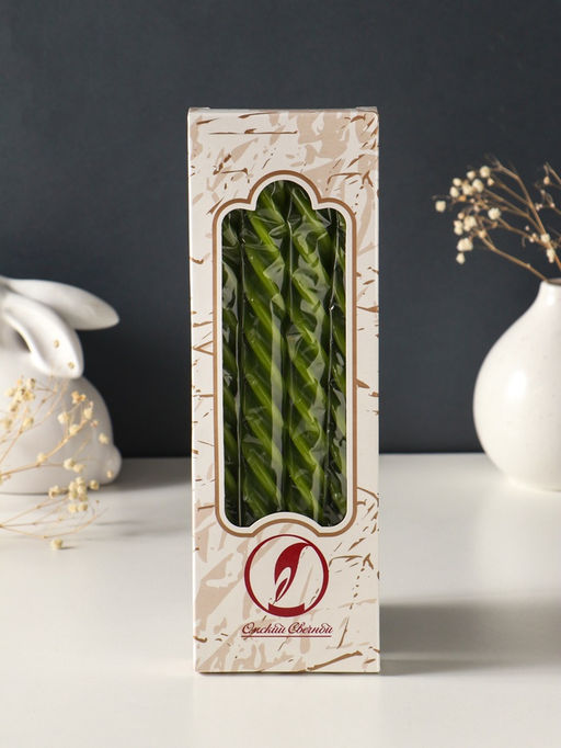 Набор свечей витых, 2.3×24.5 см, 5 ч, 50 г, 4 шт., оливковый