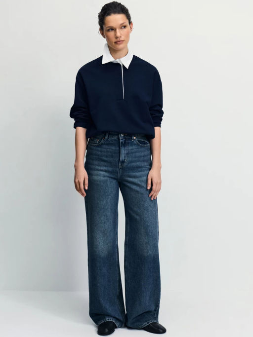 Хлопковый джемпер с отложным воротником / Zarina