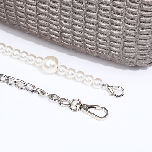 Сумка-багет на молнии, длинный ремень, цвет серебристый - Simaland фото 7