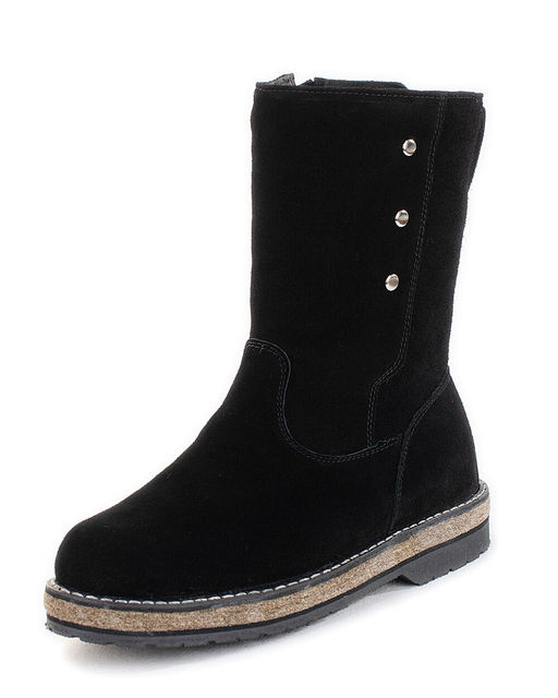 Полусапоги женские на войлочной подошве, Замша, овчина, войлок, лепесток