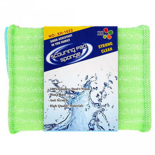 Губка для посуды 4 штуки 8,5х11,5х1,7см, поролон/нейлон "Моно" цвета микс, на картоне (Китай)