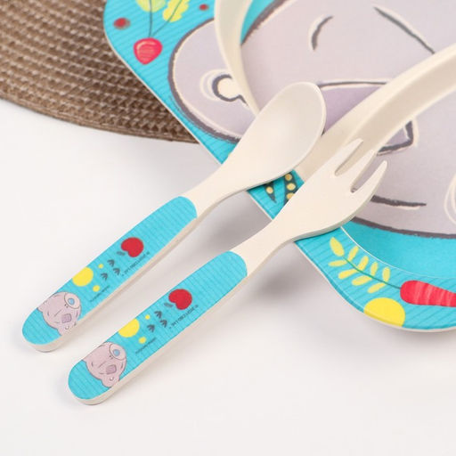 Набор детской бамбуковой посуды, 3 предмета: тарелка, вилка, ложка, Me To You  фото 2