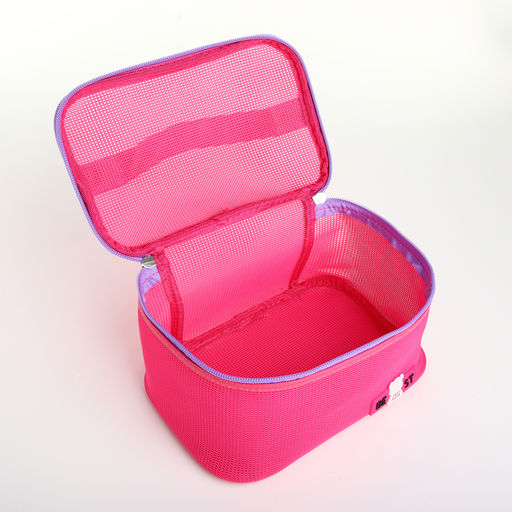 Косметичка-сундучок на молнии, с ручкой, сетка/малиновая - Simaland фото 3