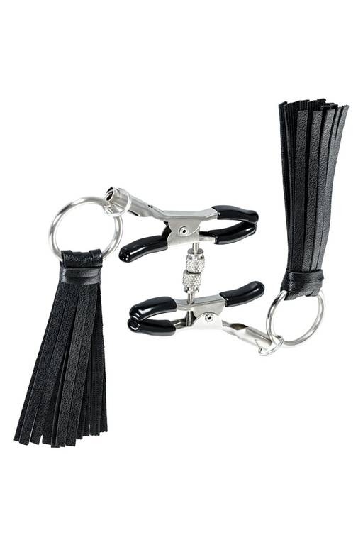 Зажимы для сосков TOYFA Theatre с кисточками, черные