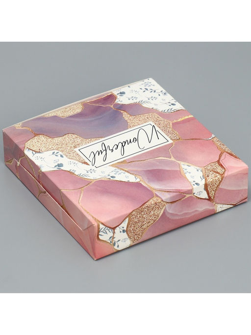 Цена за 5 шт. Кондитерская упаковка, коробка «Wonderful», 14×14×3.5 см