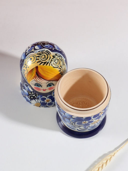 Матрёшка дерево «Марина», гжель, 5-кукольная, 19 см