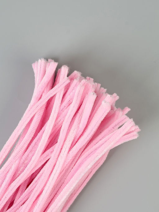 Синельная проволока, набор 100 шт, размер 1 шт 30х0,8 см, цвет розовый