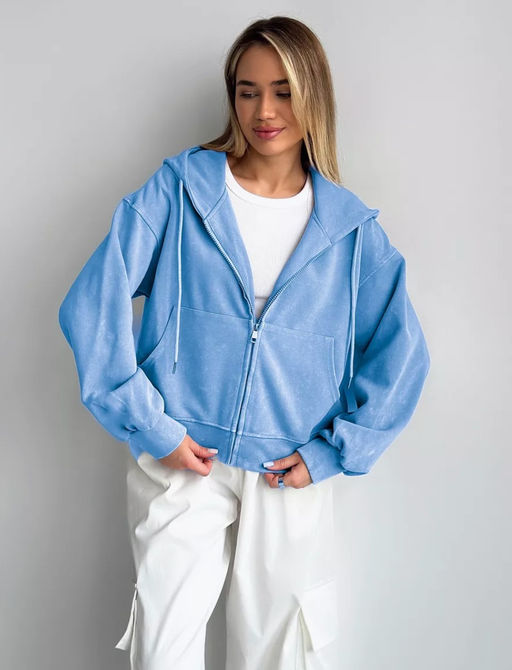 K12742 Толстовка на молнии с капюшоном OVER SIZE ГРАФИТ - Brand фото 2