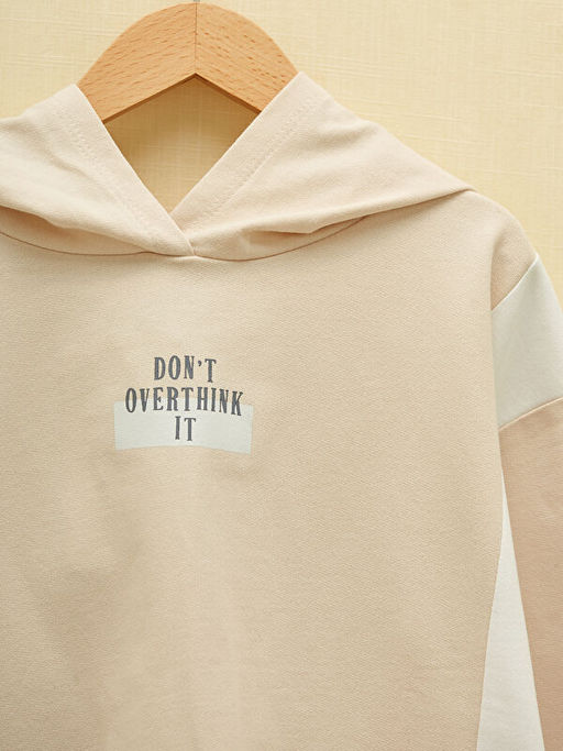 Kap??onlu Slogan Yaz? Bask?l? Uzun Kollu K?z ?ocuk Sweatshirt - Waikiki фото 2