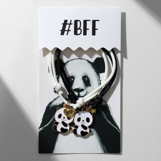 Браслеты парные «Неразлучники» панды и лапки, чёрно-белые, d=6 см